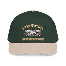 Load image into Gallery viewer, Mid Profile Baseball Cap - USCG - Coxswain w txt - Gold - 3D - Enhanced
