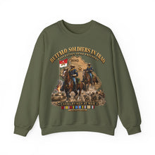 Load image into Gallery viewer, Crewneck Sweatshirt - Army - Buffalo Soldiers in Iraq - OIF - Cavalrymen at War  w IRAQ SVC - 3D - Enhanced
