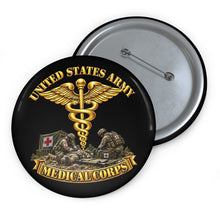 Load image into Gallery viewer, Custom Pin Buttons - Army - Medical Corps - US Army w Scene - 3D - Enhanced
