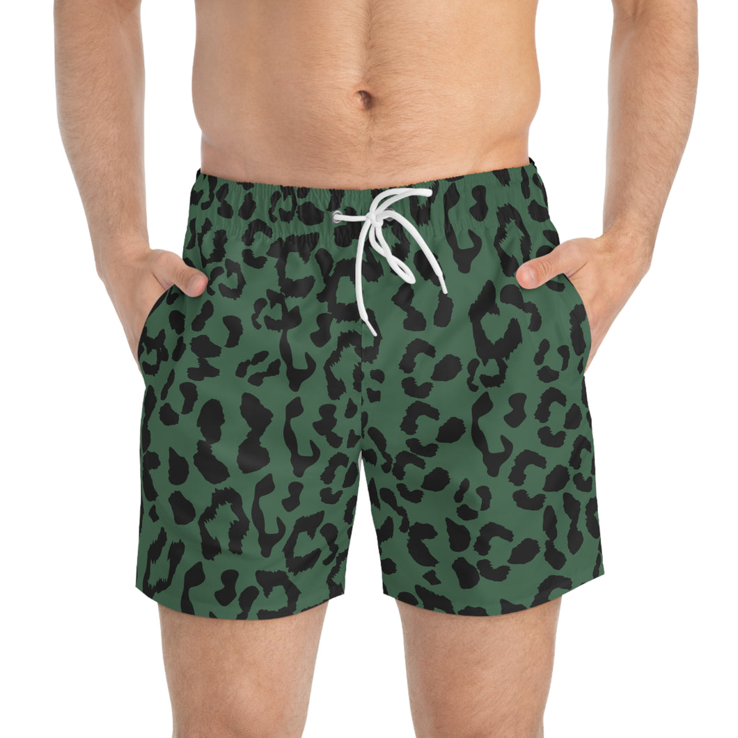 Swim Trunks - Leopard Camouflage - Green-Black