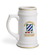 Load image into Gallery viewer, Classic Ceramic Beer Stein Mug, White Porcelain Stein with Gold Trim | German-Style Tankard - Army - 3rd ID - Germany w Cold War SVC
