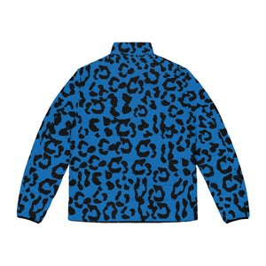 Men's Puffer Jacket (AOP) - Leopard Camouflage - Blue-Black