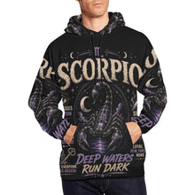 Load image into Gallery viewer, Scorpio - deep waters run dark Men's All Over Print Hoodie (USA Size)
