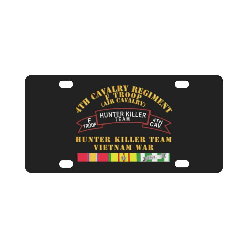 Army - F Troop 4th Cav - Hunter Killer w Vietnam War SVC Classic License Plate