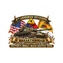Load image into Gallery viewer, Kiss-Cut Stickers - 4th Armored Division - PATTON'S M60A1 Main Battle Tank - Breakthrough Division

