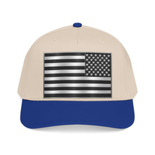 Load image into Gallery viewer, Mid Profile Baseball Cap - Flag - United States - Black and White - 3D - Enhanced
