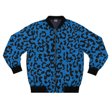 Load image into Gallery viewer, Men&#39;s AOP Bomber Jacket - Leopard Camouflage - Blue-Black
