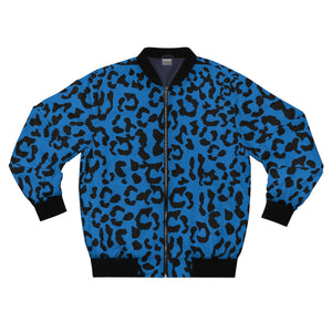 Men's AOP Bomber Jacket - Leopard Camouflage - Blue-Black