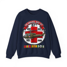 Load image into Gallery viewer, Crewneck Sweatshirt - Army - 57th Medical Co - Original Dustoff - Vietnam w VN SVC - 3D - Enhanced
