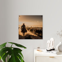 Load image into Gallery viewer, Acrylic Wall Art Panel - Dirty, dusty cattle drive in the Old West
