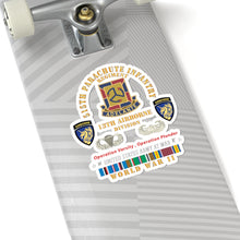 Load image into Gallery viewer, Kiss - Cut Stickers - Army - 515th Parachute Infantry Regiment - DUI - 13th Airborne Div w Parachute - EUR SVC WWII X 300
