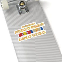 Load image into Gallery viewer, Kiss - Cut Stickers - Army - Combat Veteran w Opn Inherent Resolve (OIR) SVC Bar  w Txt X 300
