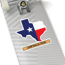 Load image into Gallery viewer, Kiss-Cut Stickers - Texas Map Overprint with Texas State Flag - FCamp Bullis, Texas X 300
