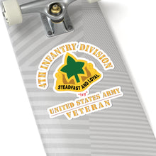 Load image into Gallery viewer, Kiss - Cut Stickers - Army - DUI - 4th Infantry Division - Ivy - US Army Veteran X 300
