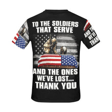 Load image into Gallery viewer, AOP T Shirt - To the Soldiers that Serve - Tribute Tee
