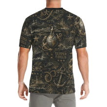 Load image into Gallery viewer, Distressed USMC Nautical Emblem Pattern Men's All Over Print Crew Neck T-Shirt

