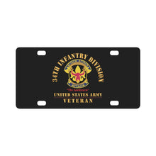 Load image into Gallery viewer, Army - DUI - 34th Infantry Division - The Sandstorm - US Army Veteran X 300 Classic License Plate
