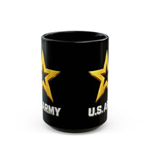Load image into Gallery viewer, Black Mug  (15oz) - Army Star W Us Army w White Star - 3D - Enhanced
