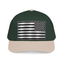Load image into Gallery viewer, Mid Profile Baseball Cap - Flag - United States - Black and White - 3D - Enhanced

