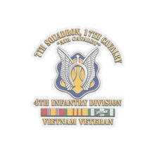 Load image into Gallery viewer, Kiss-Cut Stickers - Army - 7th Squadron - 17th Cavalry - 4th ID - Vietnam Vet w SVC Ribbon - 3D X 300
