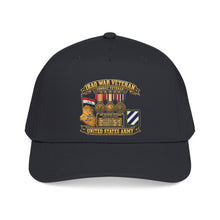 Load image into Gallery viewer, Mid Profile Baseball Cap - Army - Iraq War Veteran - Ribbon Bar - Map - SSI - 3rd Infantry Division - 3D - Enhanced
