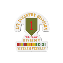 Load image into Gallery viewer, Die-Cut Magnet - Army - SSI - 1st Infantry Division - Big Red One - Vietnam Veteran w VN SVC Bar X 300
