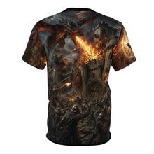 Load image into Gallery viewer, Dragon Fire All-Over Print Tee — Medieval Dragon Graphic Shirt
