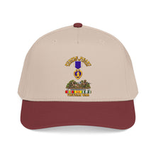 Load image into Gallery viewer, Mid Profile Baseball Cap - Vietnam War Purple Heart Medal w VN SVC - with Vietnam Scene - 3D - Transparent
