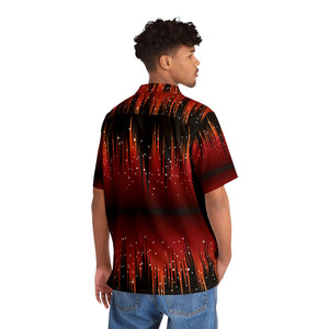 Men's Hawaiian Shirt (AOP) - Red Night Sky with Stars