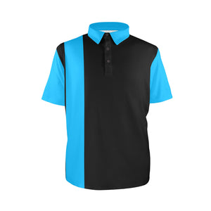 Charlies Polo Golf Shirt with Sky Blue Panel - Right