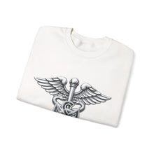 Load image into Gallery viewer, Crewneck Sweatshirt - Army Medical Service Corps (MS) Branch Insignia - 3D - Silver - Enhanced
