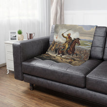 Load image into Gallery viewer, General Custer at the Battle of Little Bighorn, Minky Blanket with Historical Battle Scene, Cozy Throw, War Decor, Gift for History Lovers, Soft Bedding, Unique Home Accent
