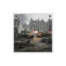 Load image into Gallery viewer, Acrylic Wall Art Panel - US Tank Destroyer - M10 Wolverine Battles a German Panzer Tank

