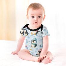 Load image into Gallery viewer, DTG 190gsm Cotton Short Sleeve Baby Romper(All-over Printing) - Penguin Winter Wonderland
