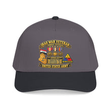 Load image into Gallery viewer, Mid Profile Baseball Cap - Army - Iraq War Veteran - Ribbon Bar - Map - SSI - 1st Armored Division - 3D - Enhanced
