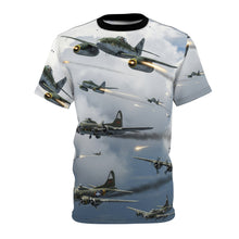 Load image into Gallery viewer, AOP Unisex Tee - German jet fighters - Messerschmitt Me 262 - Attacking US Bomber Formations - Combat Box
