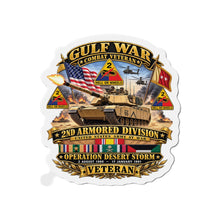 Load image into Gallery viewer, Die-Cut Magnet - Army - Desert Storm - 2nd Armored Div - Combat Vereran Veteran w GULF SVC - 3D - Enhanced
