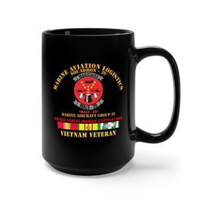 Black Mug 15oz - USMC - Marine Aviation Logistics Squadron 39 - MALS 39 - Magicians Vietnam Vet w SVC