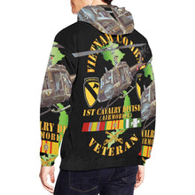 Load image into Gallery viewer, Men&#39;s All Over Print Hoodie (USA Size) (Model H13) - Vietnam Combat Cavalry Veteran w 1st Cav Div SSI Big Helo
