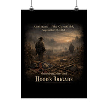 Load image into Gallery viewer, Matte Poster - 1st Texas Infantry in the cornfield - The Cornfield at Antietam, 1862 - Back
