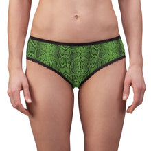 Load image into Gallery viewer, Stylish Women's Briefs with Snake Print, Trendy Underwear, High Waist Briefs, Comfortable Lingerie - Black and White Snake Skin - Green

