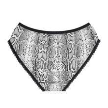 Load image into Gallery viewer, Stylish Women's Briefs with Snake Print, Trendy Underwear, High Waist Briefs, Comfortable Lingerie - Black and White Snake Skin
