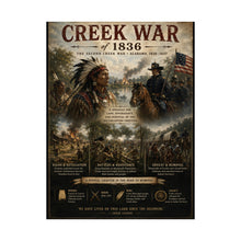 Load image into Gallery viewer, Creek War (1836) Tribute Matte Poster - "A Struggle for Land, Sovereignty and Survival on the Southeastern Frontier"
