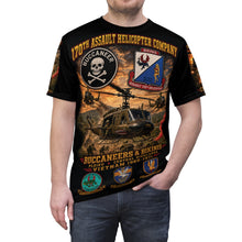 Load image into Gallery viewer, 170th Assault Helicopter Company Tribute Tee — "Bikinis &amp; Buccaneers Into the Fire"- Vietnam Air Warriors
