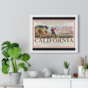 Premium Framed Horizontal Poster -  Set Sail for CALIFORNIA - California Gold