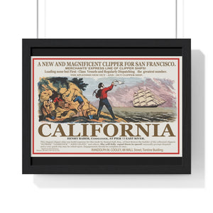 Premium Framed Horizontal Poster -  Set Sail for CALIFORNIA - California Gold