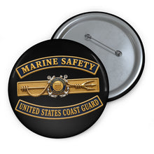 Load image into Gallery viewer, Custom Pin Buttons - USCG - Marine Safety - Auxiliary w txt - 3D - Enhanced
