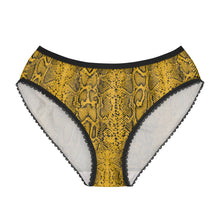 Load image into Gallery viewer, Stylish Women's Briefs with Snake Print, Trendy Underwear, High Waist Briefs, Comfortable Lingerie - Black and White Snake Skin - Yellow
