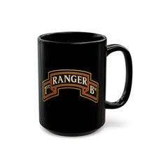Load image into Gallery viewer, Black Mug  (15oz) - Army - 1st Ranger Battalion - Ranger Scroll - 3D - Enhanced
