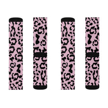 Load image into Gallery viewer, Sublimation Socks - Leopard Camouflage - Baby Pink - Black
